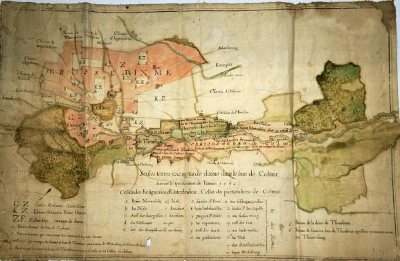Plan des biens de Colmar libérés de la dîme (1562)