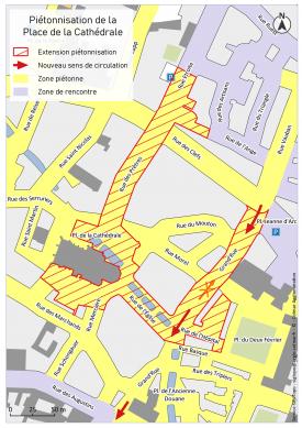 Plan de la piétonnisation de la place de la Cathédrale à Colmar