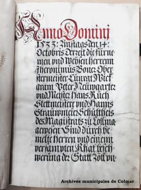 Le Zollbuch - Livre de la douane de 1533 - 1ère page